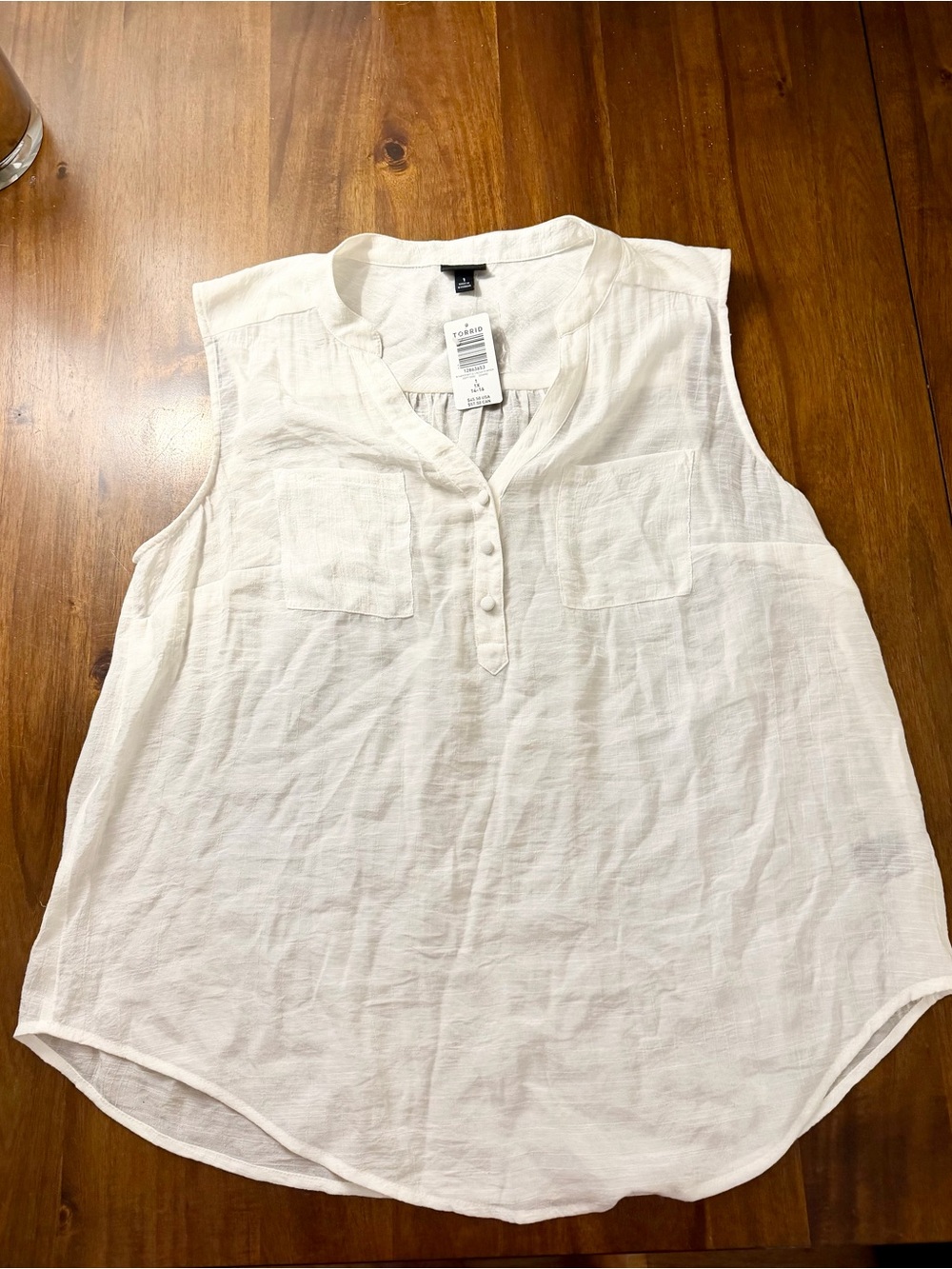Torrid White Sleeveless Split-Neck Top